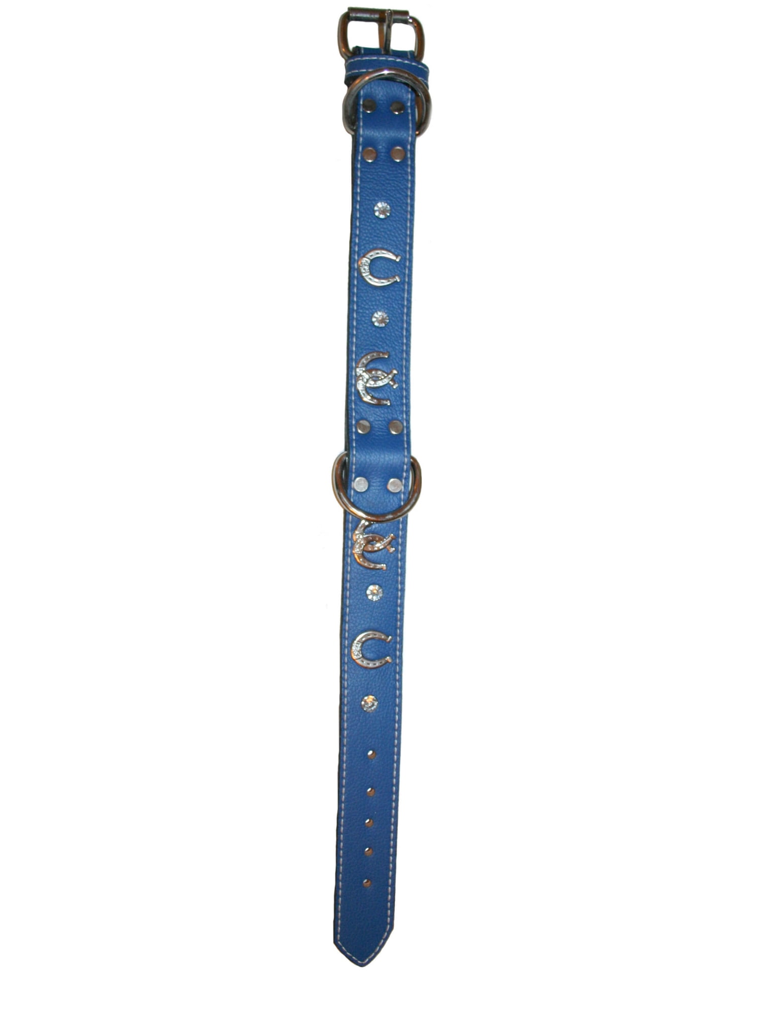 Blue Horseshoe Leather Dog Collar (2" x 26")