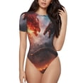 thumbnail image 1 of Fotbe Fire Sky Dragon Body de Mujer con Cuello Redondo y Mangas Cortas, Sin Mangas Ajustado, Suave, Cómodo y Básico-Small, 1 of 7