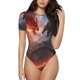 thumbnail image 1 of Balery Fire Sky Dragon Body de cuello redondo de manga corta para mujer Tops de manga corta Tops básicos-X-Large, 1 of 7