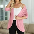 thumbnail image 3 of Womens Jackets Lightweight New 3/4 Sleeve Cardigan for Women Lightweight Open Front Sweater Plus Size Casual Coat Fall Trendy Clothes Pinky S, 3 of 8