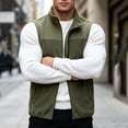 thumbnail image 2 of Riecok Fleece Vest for Men with Pockets Sleeveless Stand Collar Zip up Jackets Thermal Solid Warm Casual Outerwear Army Green L, 2 of 6