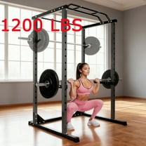 Adjustable Squat Rack, 1200LB All-in-One Squat Rack, 45.6"×44.3"×81.5" Squat Rack Power Cage with J-Hooks for Home Gym Strength Exercises