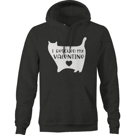 I rescued my valentine cat pet owner animal Hoodies for Men Large Dark Gray