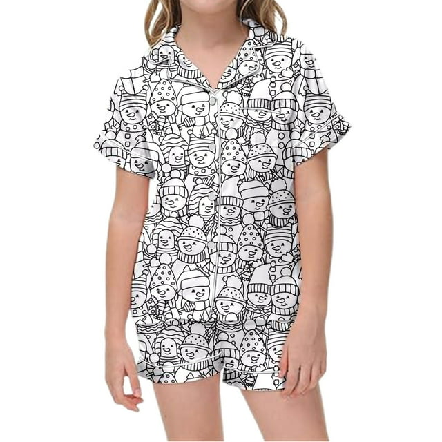 MIASHUI Ensemble de Pyjamas Colorables 2 Pcs pour Enfants DIY Vêtements de Nuit Peints à la Main, Blanc, 10-11 Ans