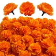 thumbnail image 2 of Cabezas de flores de caléndula a granel, flores mexicanas de seda para decoración del hogar Diwali, decoración de fiesta de bodas, decoración de Halloween para Pooja india, 2 of 5