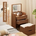 thumbnail image 6 of Miniyam Vanity Desk with Lighted Flip Mirror, Drawers and Storage Stool for Adults, Walnut, 6 of 7