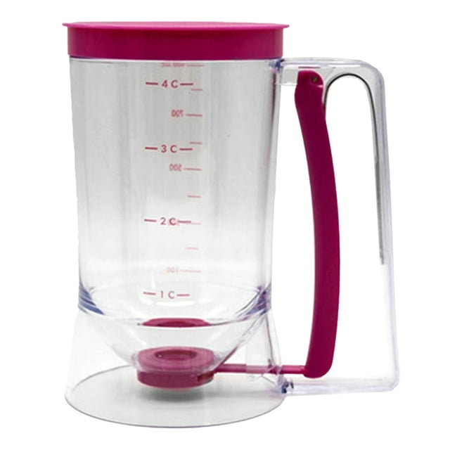 MesaSe 900ml Batter Separator Pancake Batter Dispenser with Measuring Label and Squeeze Handle Bracket Cookie Cake Waffles Batter Dispenser Cream Speratator Measuring Baking Tools