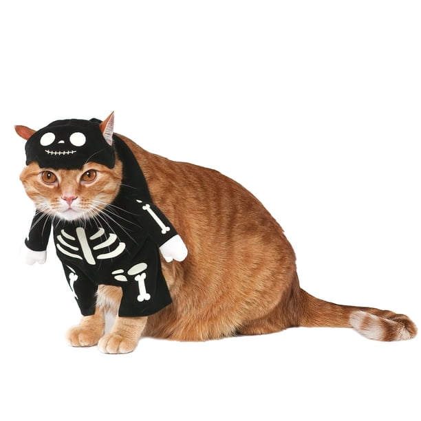 Cat Costume For Dog Clothes Puppy Skeleton Costume Ranphy Dog Halloween Costume Scary Skeleton Jumpsuit Shirt For Small Dog Glow In The Dark Puppy