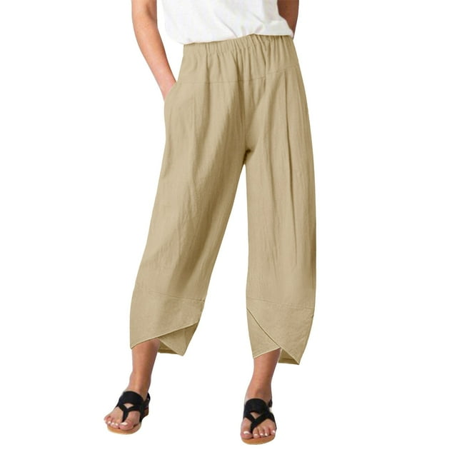 Kcodviy Pantalons Huit Décontractés Quotidiens pour Femmes avec Poches pour Femmes Pantalons Longueur Décontractée Poches Pantalons Élastiques pour Femmes Travail Décontracté Taille Pantalons Unis