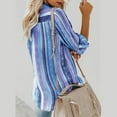 thumbnail image 7 of OKBOP Boho Tops for Women,Fashion V Neck Striped Roll Up Sleeve Button Down Blouses Tops With Pocket Loose Shirt, 7 of 7