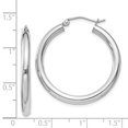 thumbnail image 3 of Primal Silver Sterling Silver Rhodium-plated 3mm Round Hoop Earrings, 3 of 5