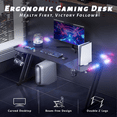 thumbnail image 3 of HLDIRECT 47 inch Gaming Desk with Led Lights, Gaming Table with Cup Holder & Headphone Hook for Adults, Black, 3 of 7