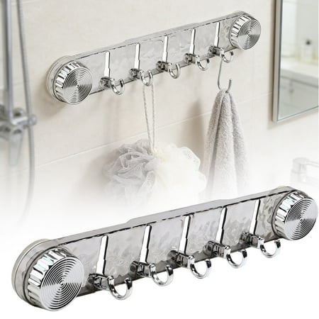 Suction Cup Hooks No Drill Wall Mounted Acrylic Organizer Rack for Bathroom Kitchen and Shower with Strong Hold and Modern Clear Look wall hooks Silver 1PC Suction Cup Hooks No Drill Wall Mounted Acrylic Organizer Rack for Bathroom Kitchen and Shower with Strong Hold and Modern Clear Look wall hooks Silver 1PC