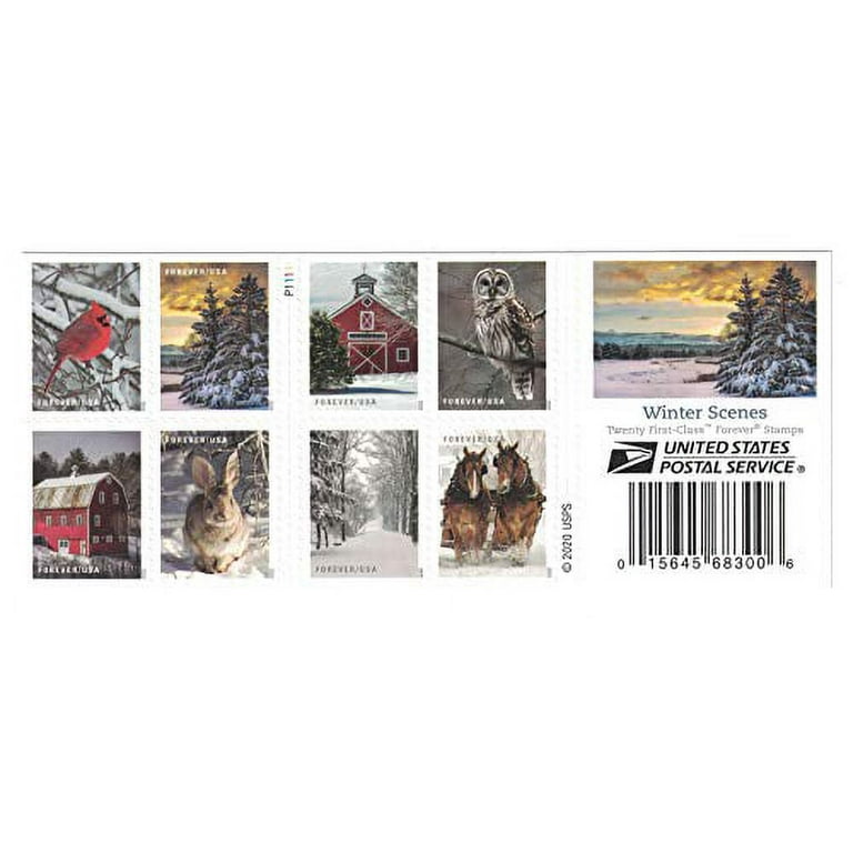 USPS Forever Stamps Winter Scenes - Book of 20 Postage Stamps 