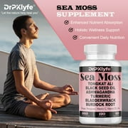 Sea Moss 3000mg Black Seed Oil 2000mg Ashwagandha 2000mg Ginger, Turmeric, Bladderwrack, Burdock Root & More - All in One Supplement 120 Vegan Capsules