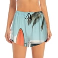 thumbnail image 2 of Balery Vintage Surf Van Beach Pantalones cortos deportivos para mujer con forro y dos bolsillos, elásticos, para entrenamiento, gimnasio, yoga-XX-Large, 2 of 7