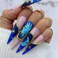 thumbnail image 5 of Long Almond Fake Nails Detachable French Ballet Halloween False Nails nail art Full Cover Nail Tips Press On Nails 24pcs, 5 of 5