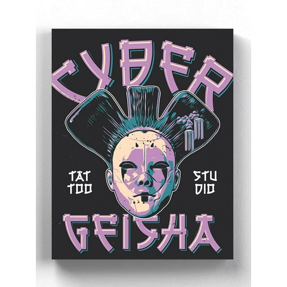 Futurepunk Cyber Geisha Logo Wrapped Canvas -Image by Shutterstock,
