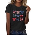 thumbnail image 2 of Mifsaly 4Th of July Cotton T-Shirts Women Red White and Blue Bows Graphic Patriotic Tees Crewneck Short Sleeve Independence Day Summer Top XL, 2 of 5