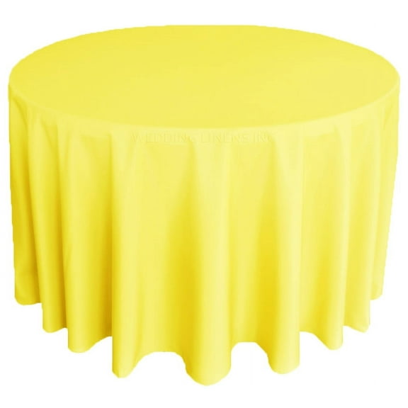 Wedding Linens Inc. 90" Premium(200 GSM) Round Polyester Linen Tablecloth for Wedding, Party, Events, Party, Home use - Canary Yellow