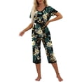 thumbnail image 3 of MINTREUS Women's Pajama Sets Short Sleeve Shirt and Capri Soft Pajama Sets with Pockets S-4XL, 3 of 7