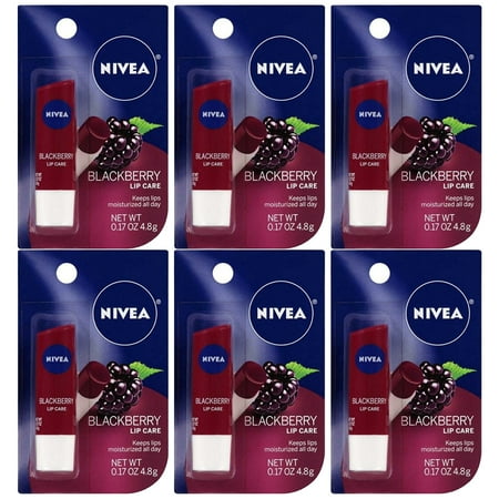 Pack of (6) Nivea Blackberry Lip Care, 0.17 oz