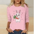 thumbnail image 2 of YUEHUA Women's Happy Easter Shirt Crew Neck 3/4 Sleeve Funny Tops Rabbit Graphic Colored Eggs Print Tee T-Shirts Easter Day Gifts, 2 of 6
