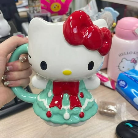 

HelloKitty character peripheral Christmas red and green color Kitty ceramic mug holiday home decoration kawaii children s gift