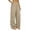 Khaki, variant on CYRBOKO Women's Cargo Pants with Pockets, Drawstring Elastic Waist High Waist Loose Fit Wide Leg Pull-on Pants Khaki Size S-2XL