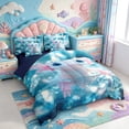 thumbnail image 2 of Manfei Watercolor Axolotl Print 7 Pieces Full Size Bedding Sets,3D Printed Salamander Full Size Bed in a Bag,Navy Blue Reversible, 2 of 7