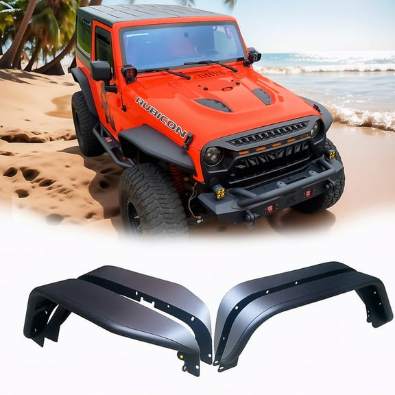 MTNTOPCN Premium Steel Fender Flares Jeep Wrangler 2007-2018 JK & JKU Unlimited (9" wider)