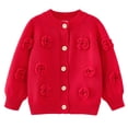 thumbnail image 1 of Girls' Handmade Flower Knit Cardigan Round Neck Long Sleeve Sweater Jacket, 1 of 12