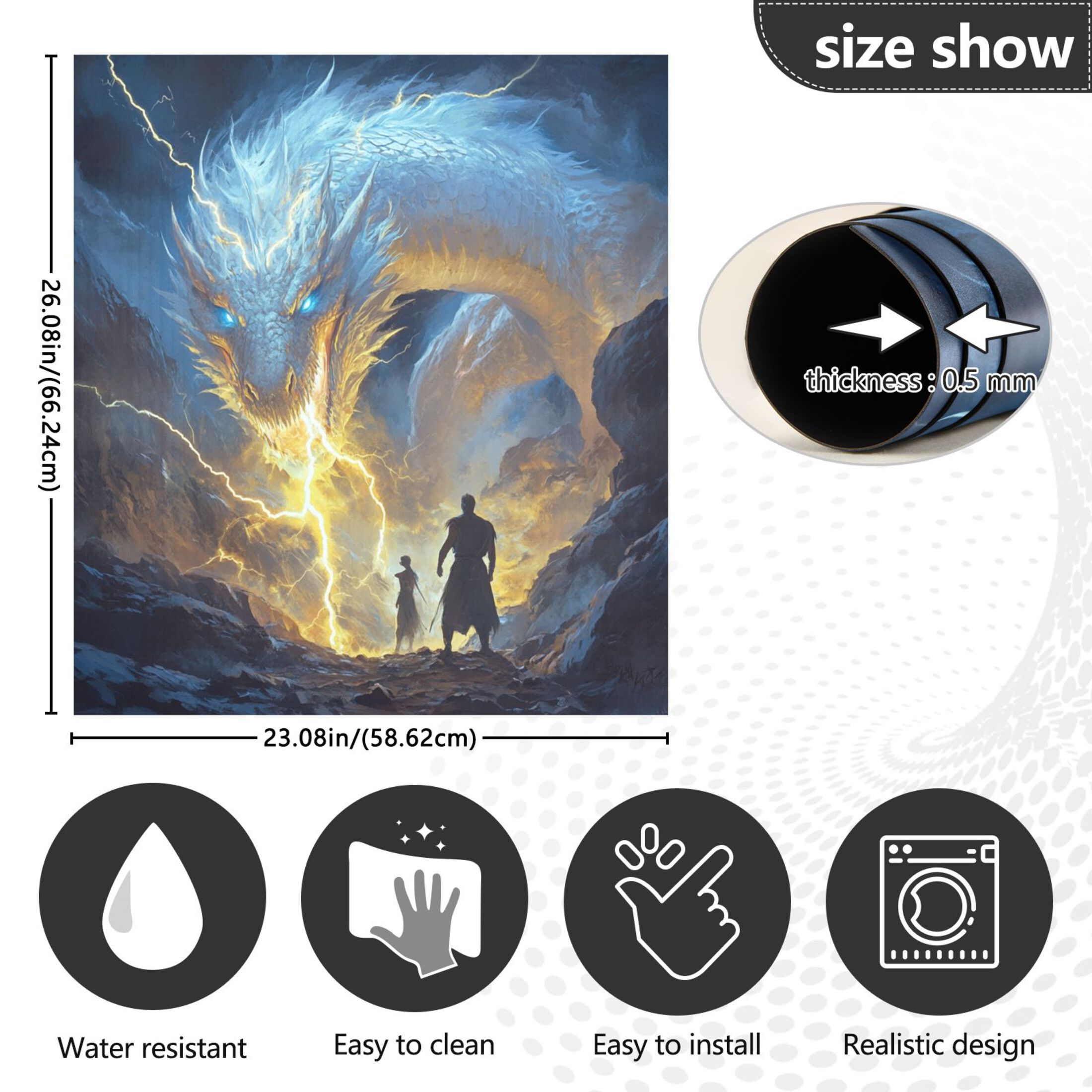 Dishwasher Magnetic Sticker 23x26 Inch Refrigerator Magnetic Sticker Washing Machine Magnetic Sticker Kitchen Panel Magnetic Sticker Home Decor The Big White Dragon