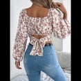 thumbnail image 4 of Top Corto Floral para Mujer, con Escote Cuadrado y Lazo en la Espalda, Sin Espalda. XL, 4 of 9