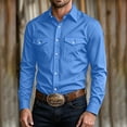 thumbnail image 2 of Axiiglly Dress Shirts for Men Long Sleeve Button Down Western Shirts Solid Business Wedding Regular Fit Blouses with Pockets, 2 of 8