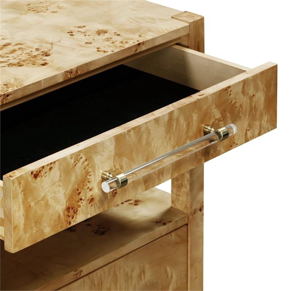 Maklaine Engineered Wood Natural Brown Nightstand Rectangular Unassembled