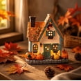 thumbnail image 4 of 2026 New Light Blue Accent LED Fall Cottage,5.9" Resin Pumpkin Village Figurine with Warm Glow, Cozy Thanksgiving Tabletop Mantel Decor, 4 of 7