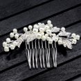 thumbnail image 4 of EeaseCA Wedding Rhinestone Alloy Leaf Hair Comb Bridal Pearl Beaded Comb Jewelry for Decoration Party (Silver), 4 of 7