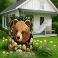 thumbnail image 5 of Spring Easter Bear Wildlife Garden Flags 12x18 Inch Double Sided for Outside, Forest Wild Animal Eggs Pattern Standard Canvas House Flags, Landscape Front Yard Backyard Lawn Flag, 5 of 5
