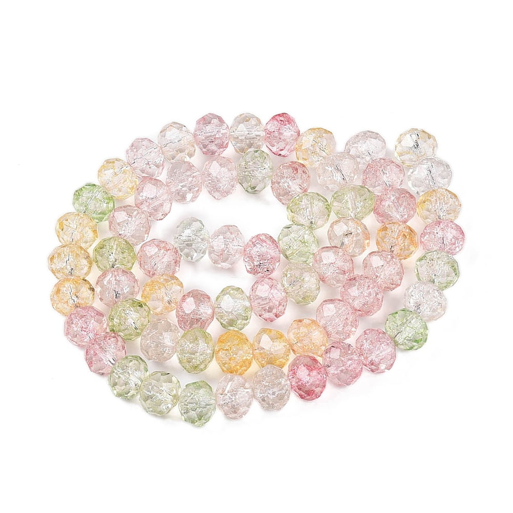 20Strand Transparent Glass Beads Strands Faceted(32 Facets) Rondelle Colorful 6x5mm Hole: 1mm 84pcs/strand 16.34~17.12''(41.5~42.8cm)
