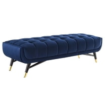 Pemberly Row 17.5" x 60" Modern Performance Velvet Tufted Bench in Midnight Blue
