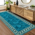 thumbnail image 4 of FairOnly Blue Green 2'x6' Modern Machine Washable Non Slip Low Pile Ruuner Rug for Bedroom Kitchen Laundry, 4 of 7
