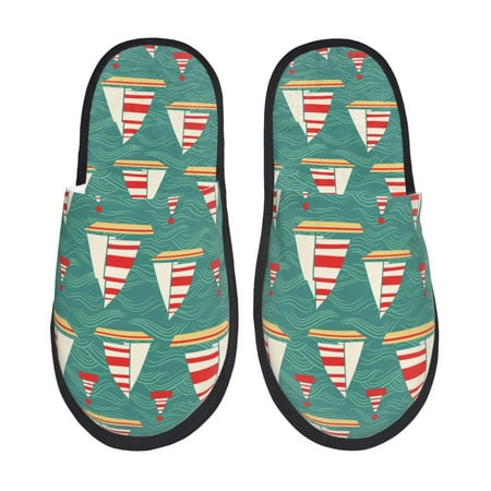 

Tideii Yachts And Buoys for Home Indoor Cotton Slippers Autumn and Winter EVA Plush Slippers Household Supplies Unisex-Medium