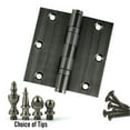 thumbnail image 2 of EMBASSY Door Hinge 3.5 x 3.5 Solid Brass Pewter with Flat Tips, 2 of 7