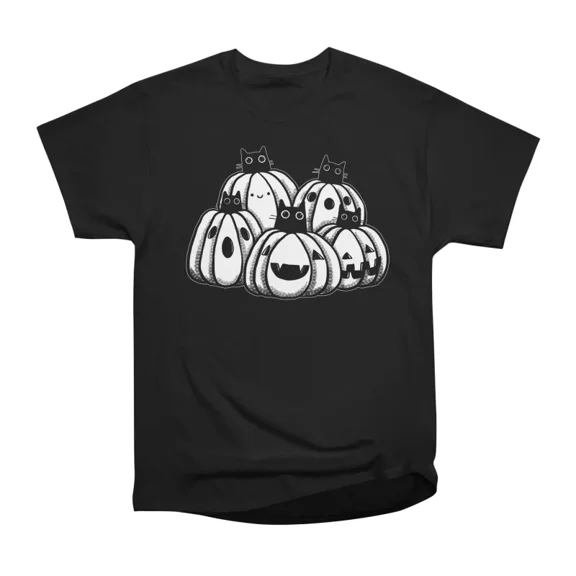 Black Cats White Pumpkins T-Shirt Tee Gift For Him Merch For Her Apparel For Friend
