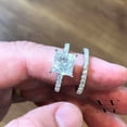 thumbnail image 2 of "2.50 CT Princess Cut Moissanite Bridal Set Engagement Ring - Solid 14K White Gold Plated", 2 of 3