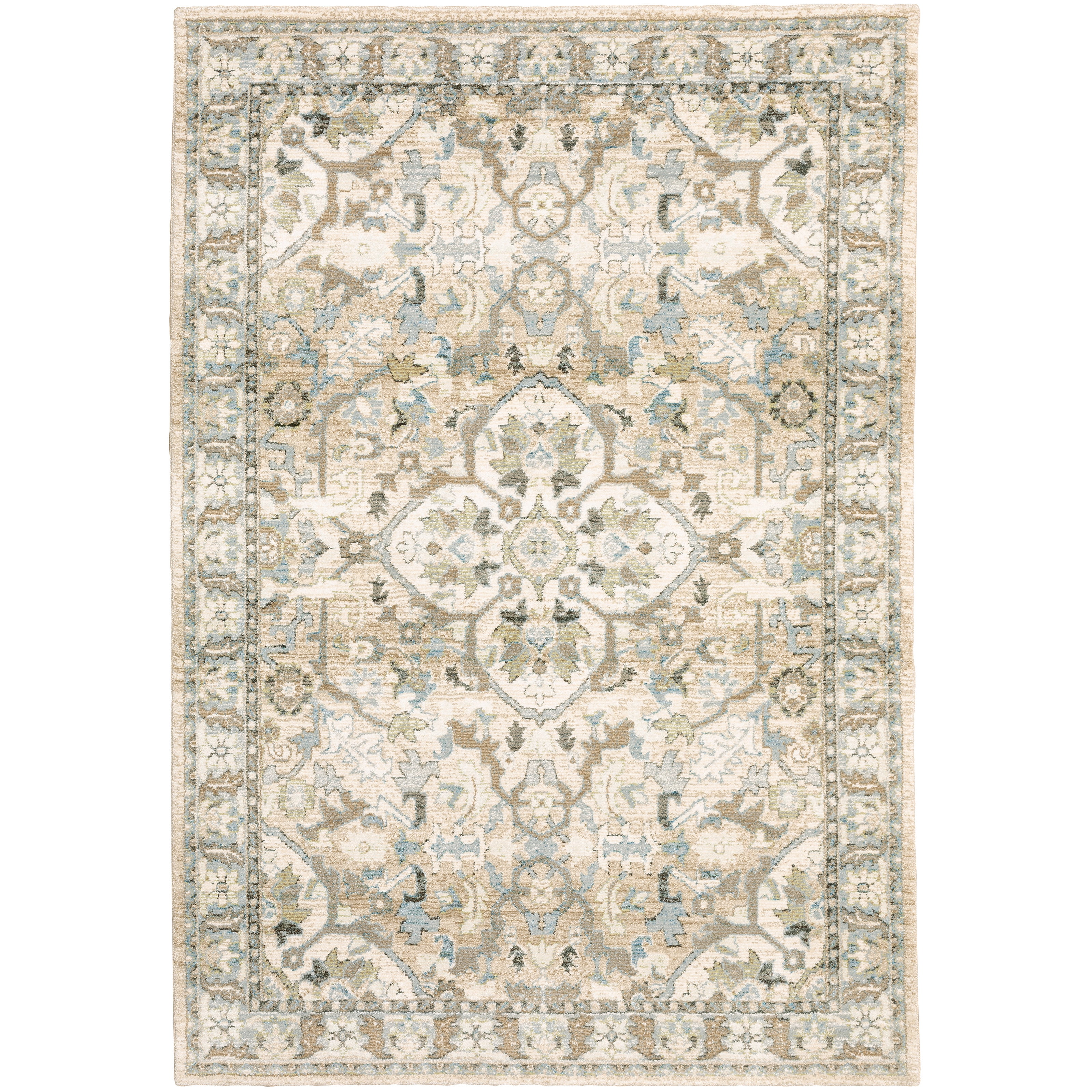 Karrie Traditional Oriental Area Rug, Beige/ Ivory 5, 6' x 9'