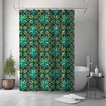 Tropical Floral Shower Curtain, Jungle Leaf Bathroom Decor, Green and Orange Bold Print, Vibrant Botanical Shower Curtain, Home Decor 60x72in