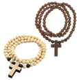 thumbnail image 6 of Pingxizhi 2Pcs Prayer Bead Pendant Cross Pendant Necklace Men Wood Beaded Cross Necklace Wood Bead Necklaces Wood Cross Necklace For Men, 6 of 11
