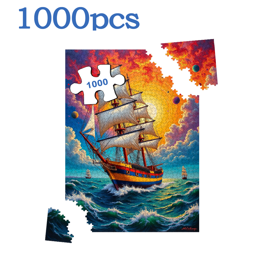 1000 pieces of vertical paper jigsaw puzzles - colorful sailing ships, with dimensions of 29.5 * 20 inches.
